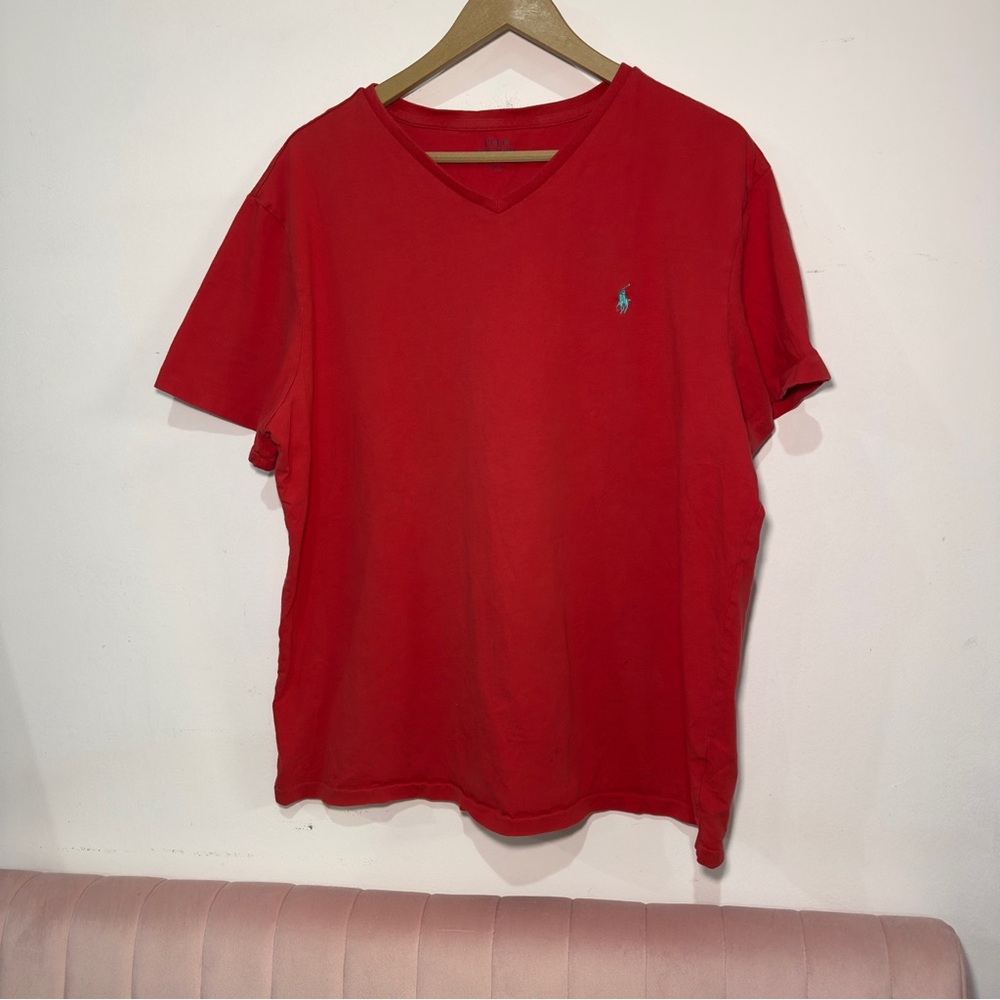 Polo by Ralph Lauren Men's Red V-Neck Shirt